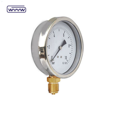 품질  Bottom Mount Liquid Filled Pressure Gauge Standard EN 837-1 YTN-100 공장