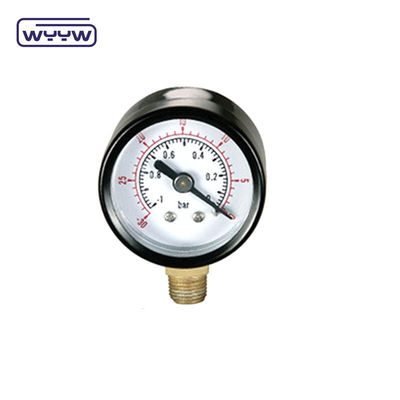 -0.1-0mpa 40mm 펌프 압력 척도 구리 연결 바닥 검은 철 케이스