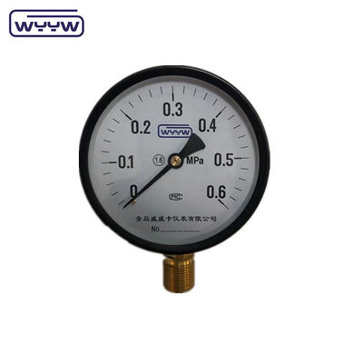 100mm 블랙 스틸 보르돈 튜브 타입 바닥 연결 MPa 일반 철도 압력 측정기