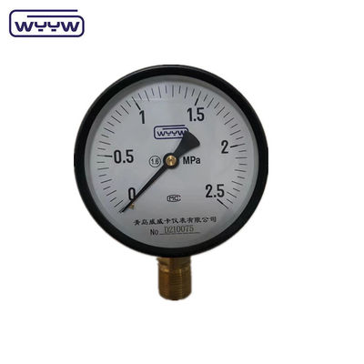 100mm 블랙 스틸 보르돈 튜브 타입 바닥 연결 MPa 일반 철도 압력 측정기