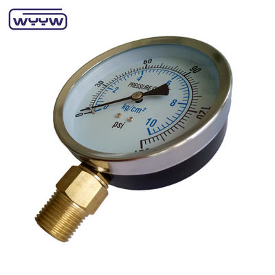 WYYW 100mm 철 케이스 MS 바닥 연결 마노미터 16bar