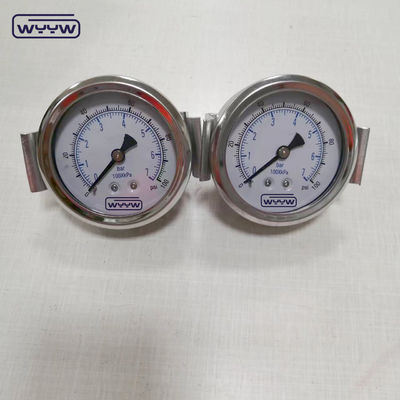 ss304 수압 잭 1/4 &quot;bsp 2.5&quot; 액체로 채워진 축적 클램프 압력 측정기