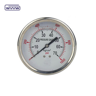 EN837-1 63mm 후면 모든 스테인레스 스틸 구리 보르돈 파이프 압력 측정기 0-20bar/0-300psi 1/4&quot;NPT 가닥