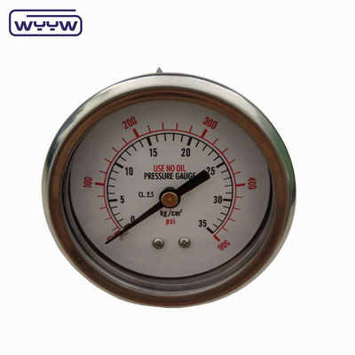 EN837-1 63mm 후면 모든 스테인레스 스틸 구리 보르돈 파이프 압력 측정기 0-20bar/0-300psi 1/4&quot;NPT 가닥