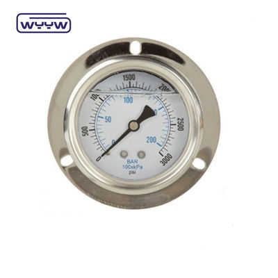패널 마운트 4&quot; 1/2&quot;NPT 또는 BSP 바 Psi 듀얼 스케일 액체 오일 채우기 PG100 시리즈 스테인리스 압력 측정기