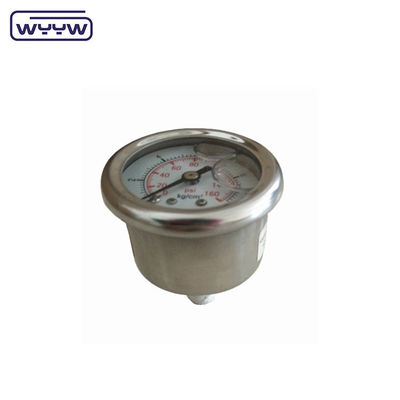 40mm 센테어 뒷 OEM 1/4 &quot;bsp npt 1.5 인치 얼굴 글리세린 가득 압력 측정기