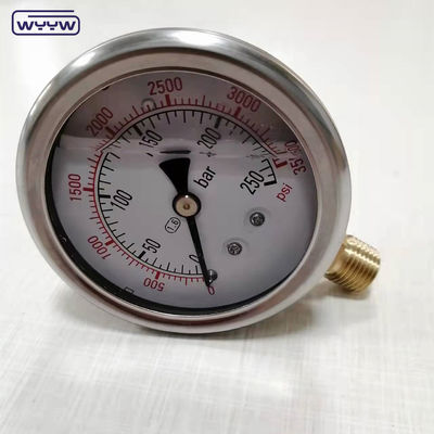수압 액체 글리세린 채운 바 100mm 바닥 3/8 &quot;BSP 1/2&quot;G 압력 측정기 EN837-1
