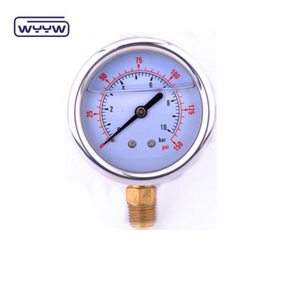 EN837-1 글리세린 63mm 1psi 0- 600 Psi Npt 1/4 오일로 채워진 압력 측정기