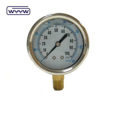 EN837-1 글리세린 63mm 1psi 0- 600 Psi Npt 1/4 오일로 채워진 압력 측정기