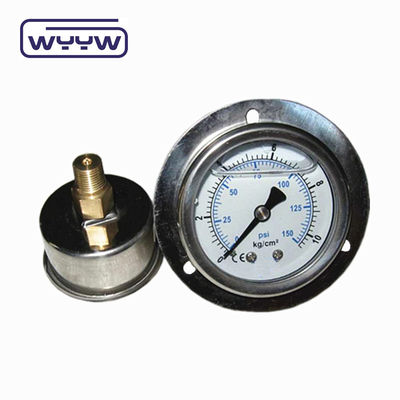 충격 저항 정밀 150 Psi 수압 압력 측정기 오일 400 바 앞 플랜지