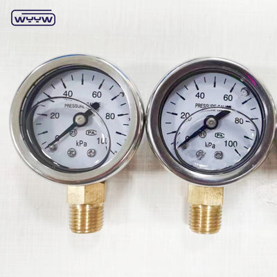 40mm 다이얼 ss304 케이스 포인터 유형 부로돈 튜브 수직 0-10bar /psi 기름 가득 압력 측정기 1-1/2