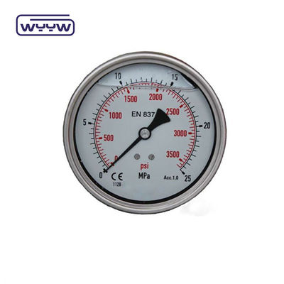 63mm EN837-1 수압 물 0-10bar /psi 축 입출석 글리세린 가득 압력 측정기 2.5 &quot;마노미터