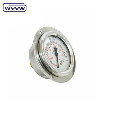 플랜지 63mm 듀얼 스케일 충격 방지 등급 2.5% 정밀 마노미터 16 바 수압 압력 측정기