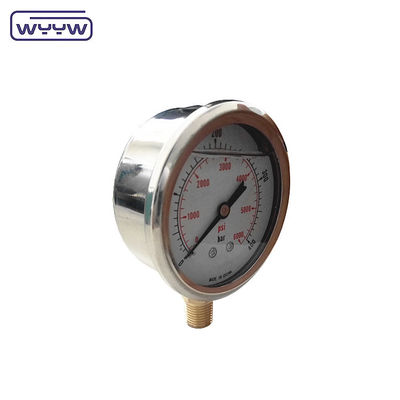 63mm 2.5&quot; 수압 충격 방지 스테인레스 스틸 기름 가득 압력 측정기