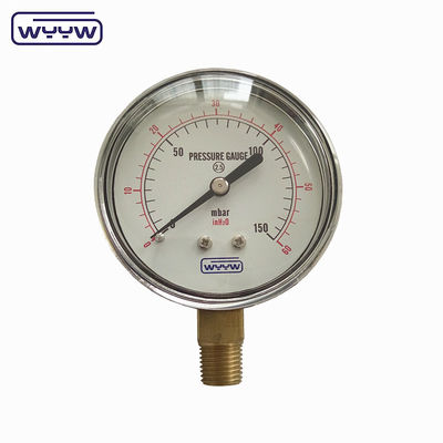블랙 스틸 1/4 &quot;npt bsp 구리 나선 방사선 정확도 1.6 저압 기하압도기 공기 60mbar 압력 측정기