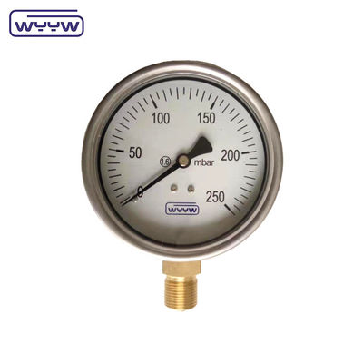 중국 공장 캡슐 압력 측정기 100mm mbar ss 케이스 청동 연결 1/2&quot;bsp cmh2o 저압 기량