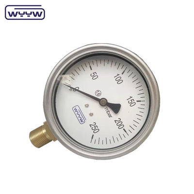 중국 공장 캡슐 압력 측정기 100mm mbar ss 케이스 청동 연결 1/2&quot;bsp cmh2o 저압 기량