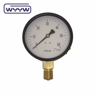 낮은 기량 SS 63mm InH2O WC 압력 측정기 Mbar Bellows 압력 측정기