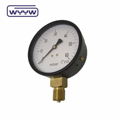 낮은 기량 SS 63mm InH2O WC 압력 측정기 Mbar Bellows 압력 측정기