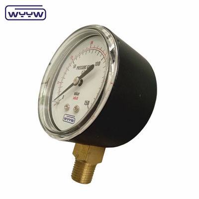 150mbar 낮은 Bellows 유형 압력 측정기 63mm 바닥 장착