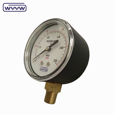 150mbar 낮은 Bellows 유형 압력 측정기 63mm 바닥 장착