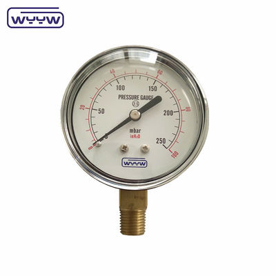 150mbar 낮은 Bellows 유형 압력 측정기 63mm 바닥 장착