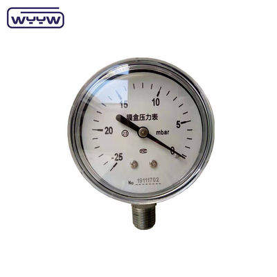 MMWC &amp; Mbar 63mm 캡슐 압력 측정기 마노미터 스테인리스 스틸 재료