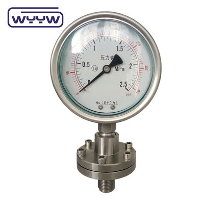 100mm SS316 압력 측정기 대막 밀봉 바닥 장착