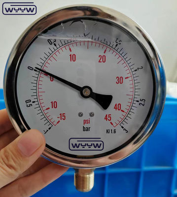 SS304 케이스 복합 가이드 압력 가이드 방사선 방향 -1-1bar -15-15psi 100mm 오일 채우기