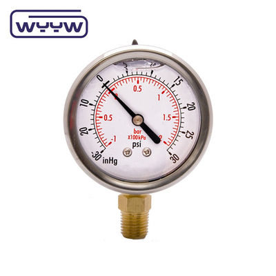 SS304 케이스 복합 가이드 압력 가이드 방사선 방향 -1-1bar -15-15psi 100mm 오일 채우기