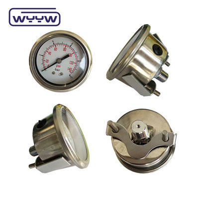 고품질의 축적 압력 측정기 MPa/bar/kg 후면 연결 60mm 전체 304ss 스테인레스 스틸 압력 측정기