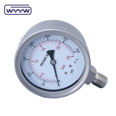 100mm 모든 SS304 안전 유리 바요네트 압력 측정기 1 년 보증