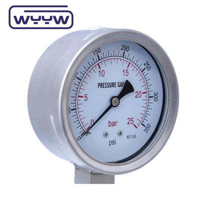 100mm 모든 SS304 안전 유리 바요네트 압력 측정기 1 년 보증