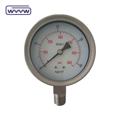 100mm 모든 SS304 안전 유리 바요네트 압력 측정기 1 년 보증
