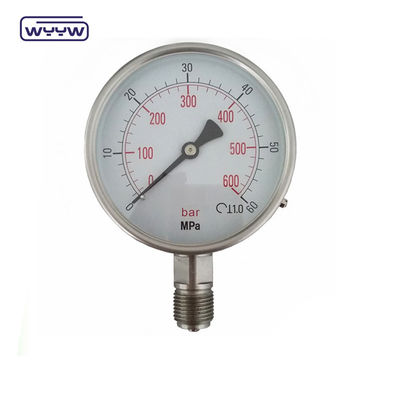 1년 ±1.6%의 전체 스케일 정확성 액체로 채워진 진공 가이드 1/4&quot; 1/2''BSP/PT/NPT/G/M 스레드