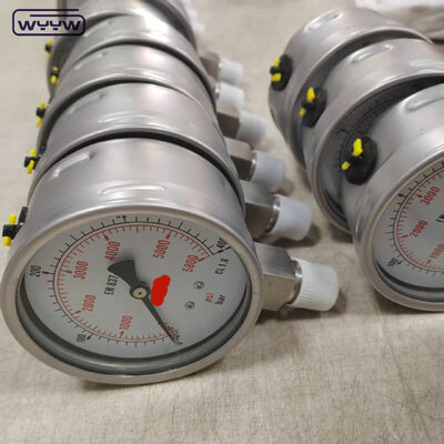 산업용 100mm 다이얼 및 하단 장착 실리콘 글리세린 충전 베젤 링 압력 게이지