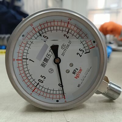 0-2.5MPa/0-25kgf/cm2 범위 및 충격 저항성 설계와 함께 4인치 100mm 액체로 채워진 수압 압도 측정기