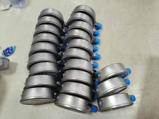 0-2.5MPa/0-25kgf/cm2 범위 및 충격 저항성 설계와 함께 4인치 100mm 액체로 채워진 수압 압도 측정기