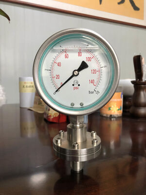 화학 및 위생 용도를 위한 다이어프램 씰 보호 기능이 있는 스테인리스 스틸 다이어프램 압력 게이지