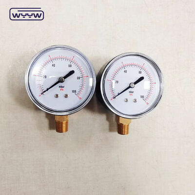 63mm 100mbar 블랙 스틸 케이스 바닥 마운트 가스를 위한 캡슐 압력 측정기