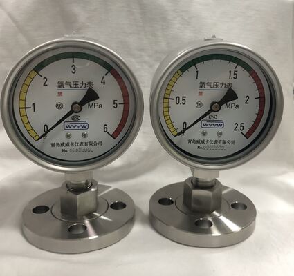 4인치 100mm 0-6MPa 스테인리스 스틸 산소 압력 측정기